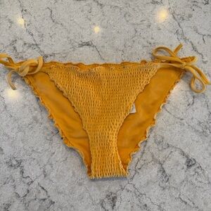 Hollister Yellow Ruched Bikini Bottom only small